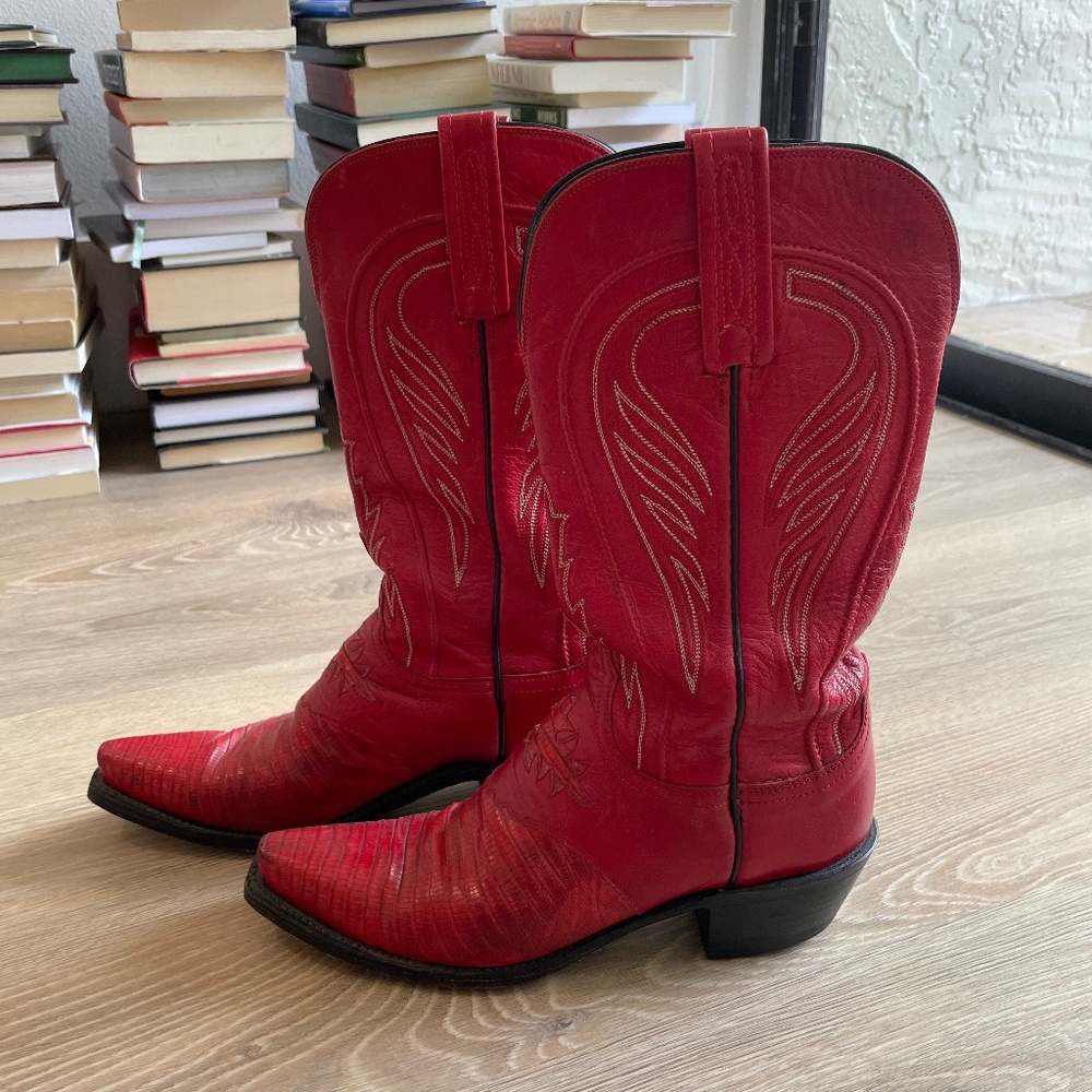 Lucchese 1883 Red Leather Cowgirl Boots Size 7.5